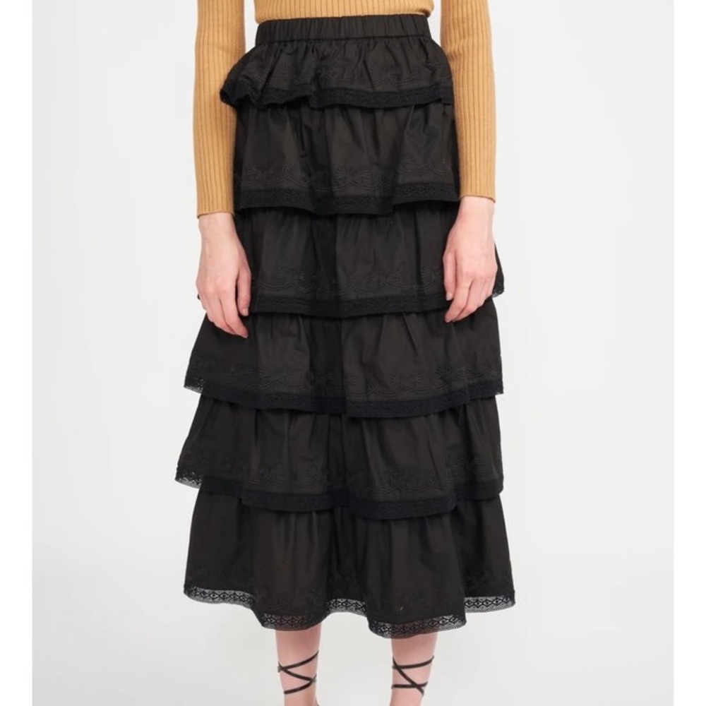 EN SAISON Women's Black Louis Midi Skirt Small